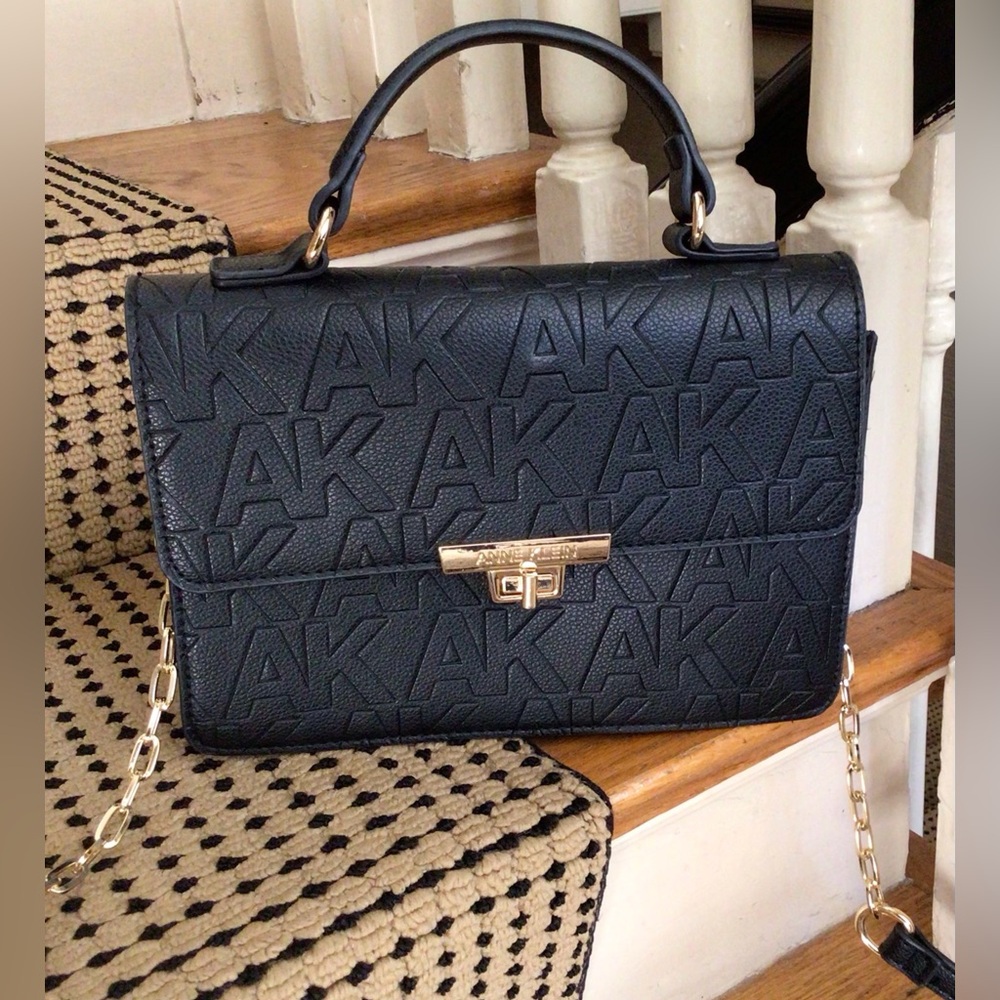 Black Anne Klein vegan leather crossbody.